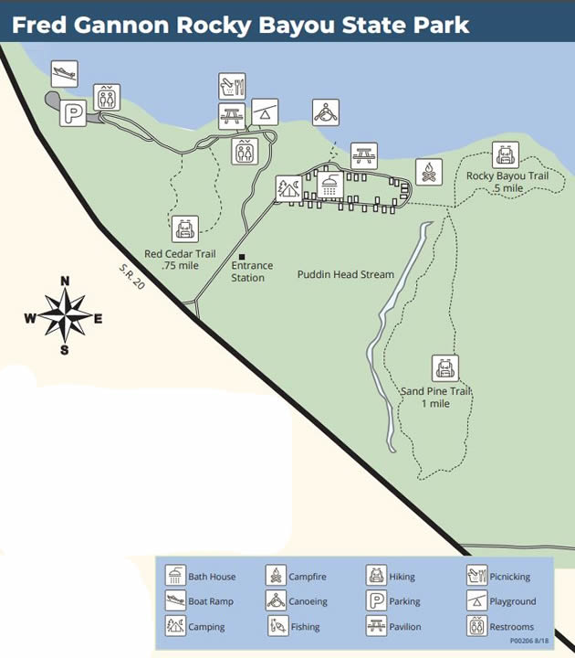 map of fred gannon rocky bayou state recreation area